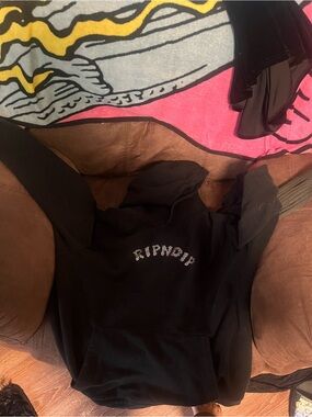 Ripndip Black Hoodie with White Arch Logo